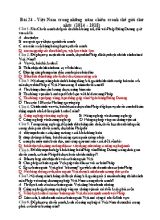 Câu hỏi trắc nghiệm Lịch sử 11 - Bài 24 Việt Nam trong những năm chiến tranh thế giới thứ nhất (1914-1918)
